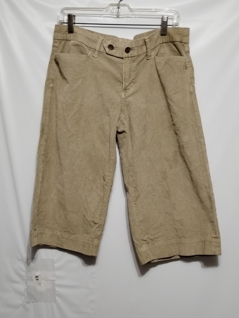 7 For All Mankind Corduroy Cropped Wide-Leg Tan Cotton Culotte